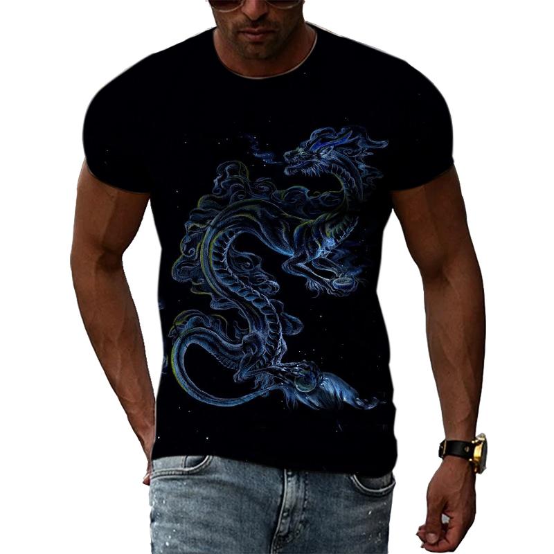 Summer Fashion Chinese Dragon Men T-shirts 3D Trend Casual Personality Cool Style Printing Tees Hip Hop O-neck Short Sleeve Tops