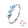 Креативное бирюзовое круглое кольцо с сапфиром на четыре когтя для женщин, 100% S925, оригинальное стерлинговое серебро, подарок на годовщину, ювелирные изделия