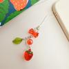 1Pc Red Cherry Strawberry Bow Mobile Phone Strap Charm Keychain For Girl Woman Bag Camera Pendant Sweet Cellphone Jewelry