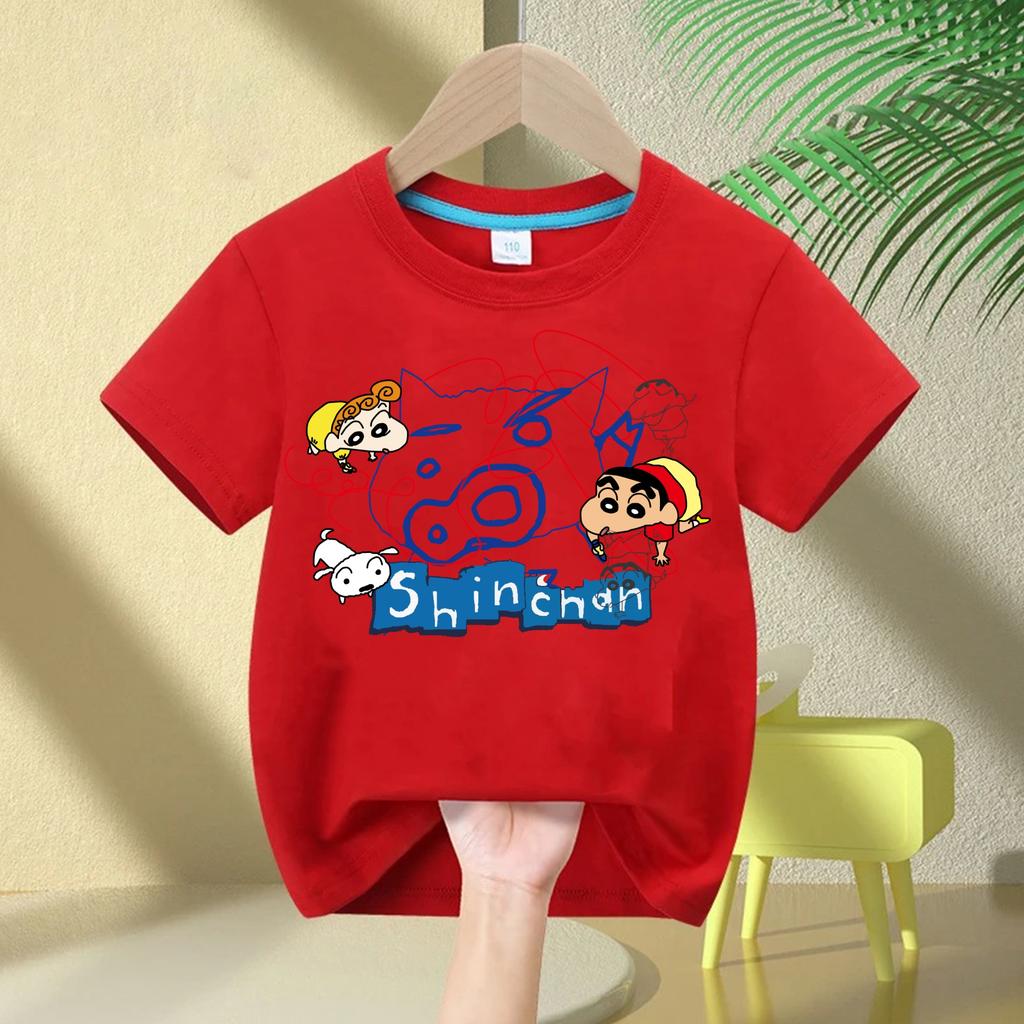 2026 Style Summer Crayon New Cartoon Characters Harajuku Fashion Cotton Casual Boys and Girls TShirt Top