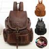 Винтажный ретро женский рюкзак для девочек-подростков, школьные сумки, большие рюкзаки на шнурке, высококачественная коричневая сумка из искусственной кожи