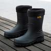 German Medium Tube Rain Shoes Men's Non-slip Waterproof Rain Boots Autumn and Winter Velvet Car Wash Work Rubber Shoes Fashionable Fishing Water Shoes