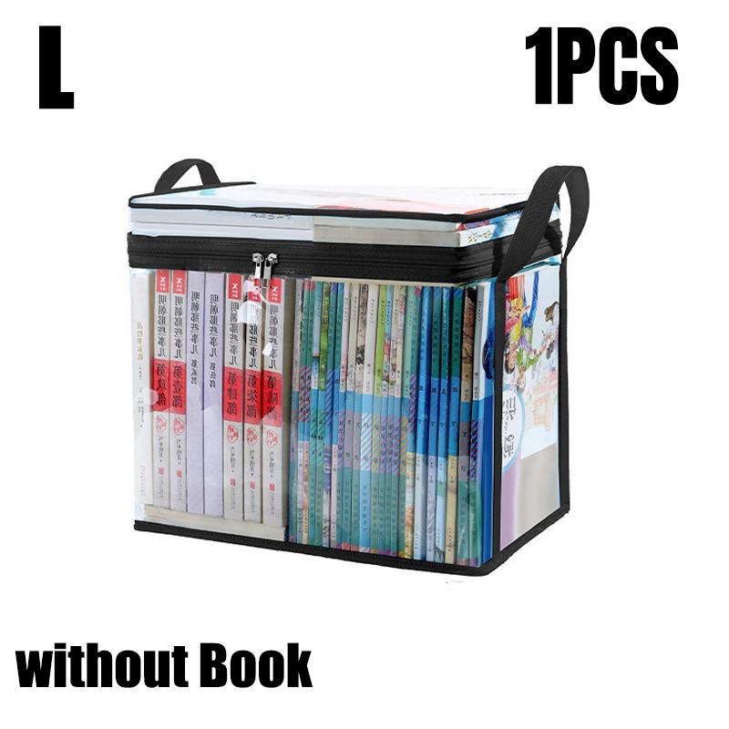 Foldable Book Box Student Textbook Organizer Bag Large Capacity Transparent Storage Box Portable Zipper Waterproof Sundries