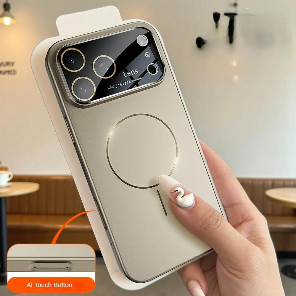 Магнитный беспроводной зарядный цветной чехол для iPhone 17 16 15 14 13 Pro Max Plus 17Air Ощущение кожи Большое окно Защитная крышка для объектива