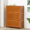 Solid Wood Shoe Cabinet Dustproof Wooden Elevated Floor Type Shoe Cabinet Multi Layer Sturdy and Stable with Flip Door Furniture