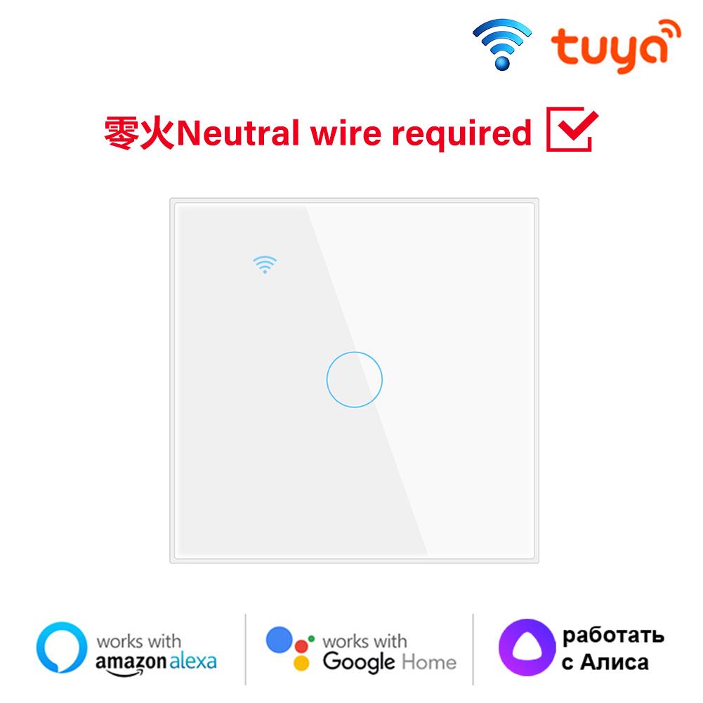 Tuya WiFi Smart Wall Switch EU 4gang Нужен нейтральный провод Сенсорный выключатель Управление умным домом через Smart Life Alexa Google Home