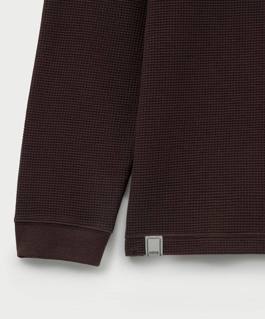 Футболка-henley Seteo с вафельной текстурой, коричневая