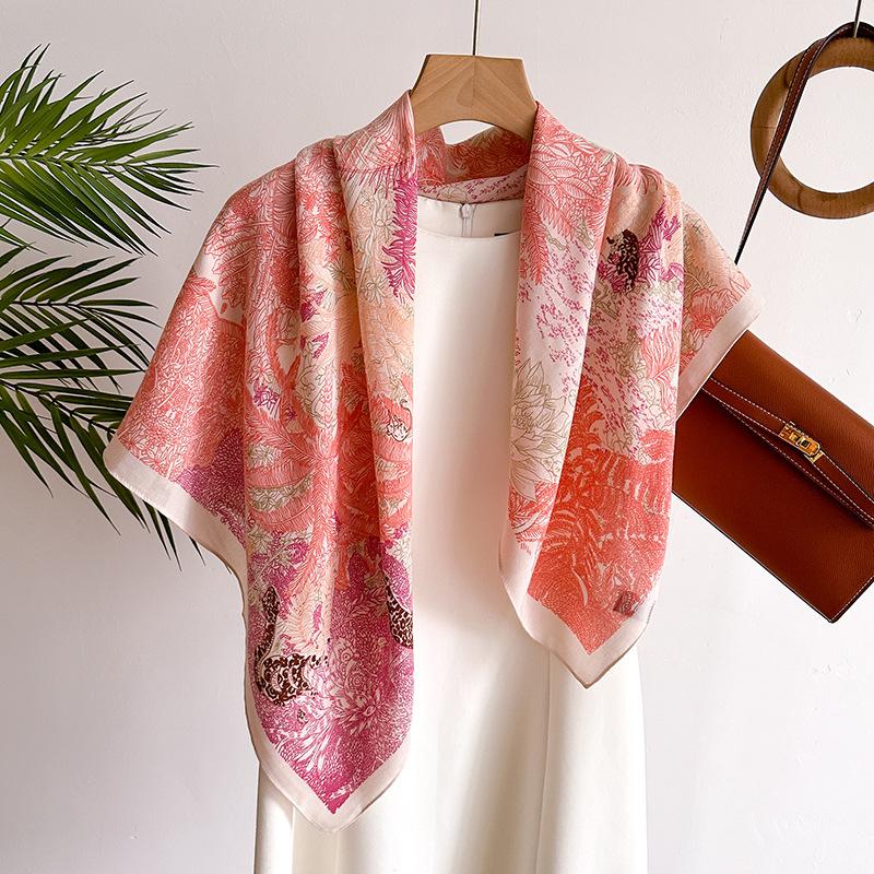 Растение Ландшафтная Архитектура 90 Имитация Шелка Большой Квадратный Шарф Винтажный Печатный Платок Шарф В Елочку Платок Женский