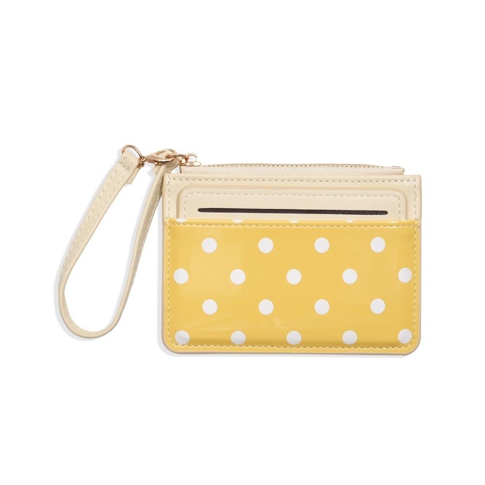 PU Leather Polka Dot Card Holder Ultra Slim Women Mini Wallet Gift Minimalist Coin Purse Commuting