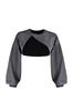 Women's Fashion Stylish Sweatshirt Black Asymmetrical Super Crop Crew Neck Thin Knitted Sweatshirt