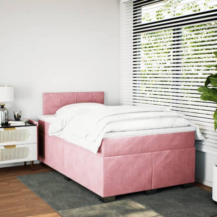 Maison Exclusive - Sommier à lattes de lit avec matelas Rose 120x200 cm Velours