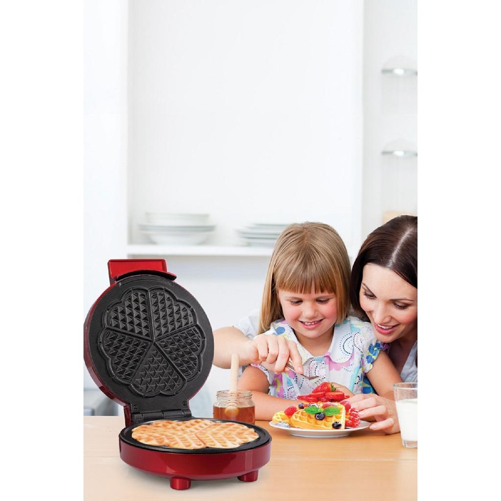 Sugar 1000w Deep Plate Heat Controlled Waffle Maker Red