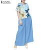 Women Floral Short Sleeve Blouse and Wide Leg Pants Summer Two Piece Suit Sets