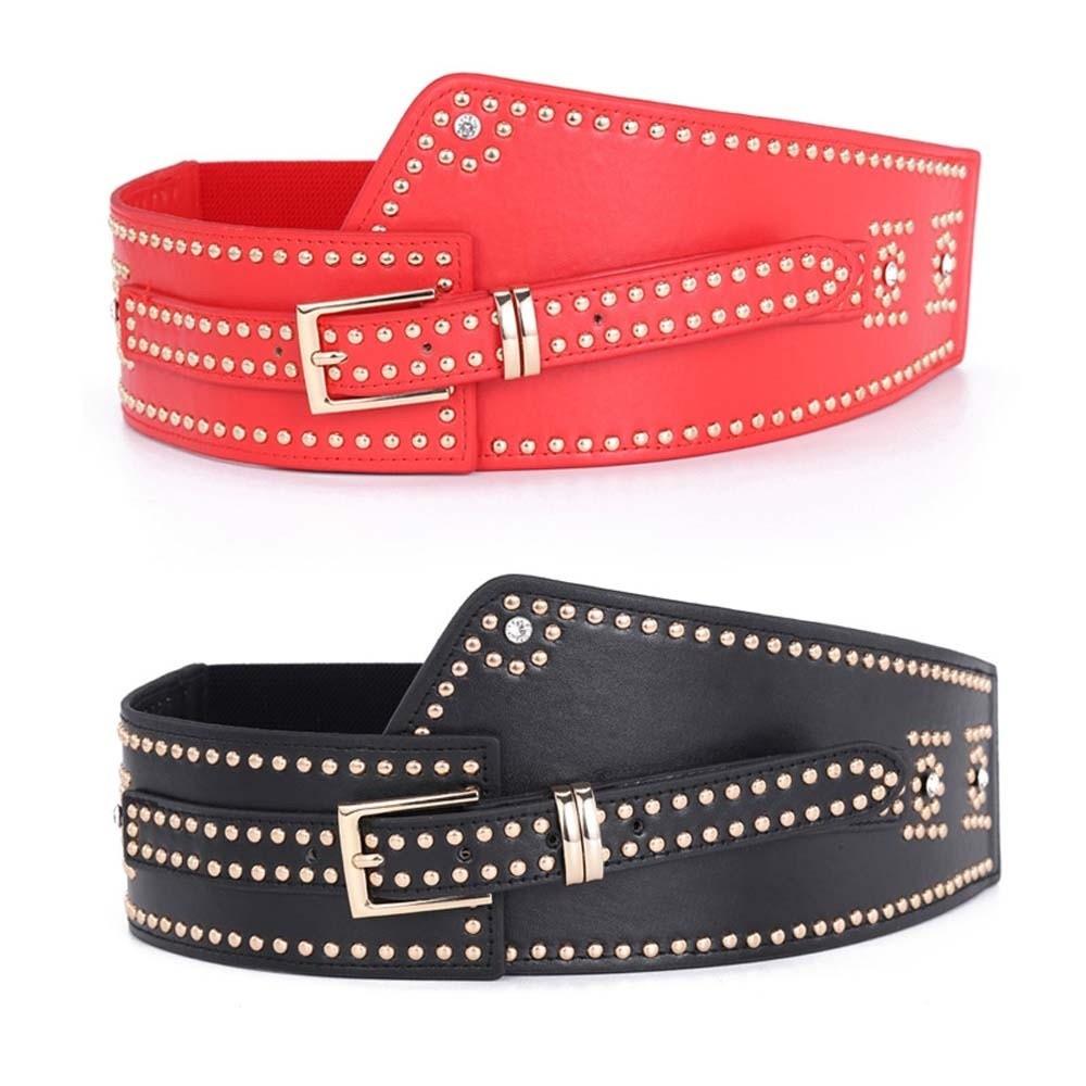 Personalized Design Rivet Wide Waistbands Adjustable Irregular Leather Belt  Skirt Accessories