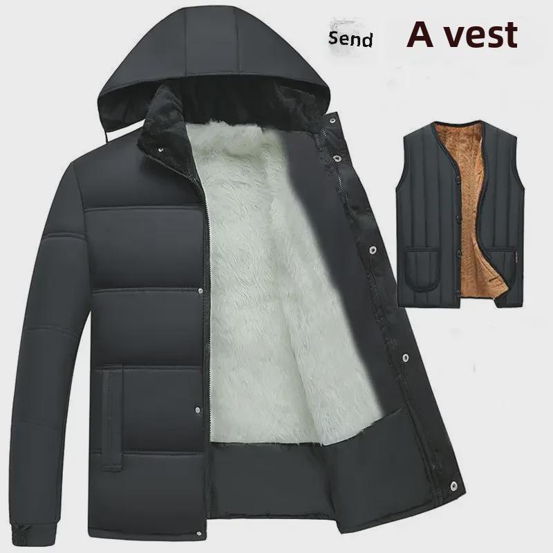 Мужские зимние куртки и пальто с хлопковой подкладкой — плюшевые, с утолщенным пухом для пап среднего и пожилого возраста.