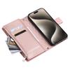 Luxury Glitter Powder Zipper Wallet Case with Card Slots for iPhone Samsung Xiaomi Redmi Google OPPO Long Strap + Short Strap Flip Leather Phone Bag
