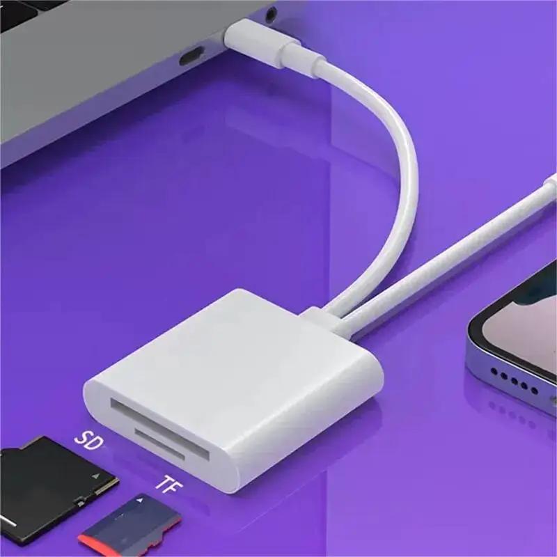 2 в 1 OTG Card Reader Type C Lightning to SD TF Memory Card Adapter для ПК, ноутбука, iPhone, Multi Smart Card Reader, не требуется приложение
