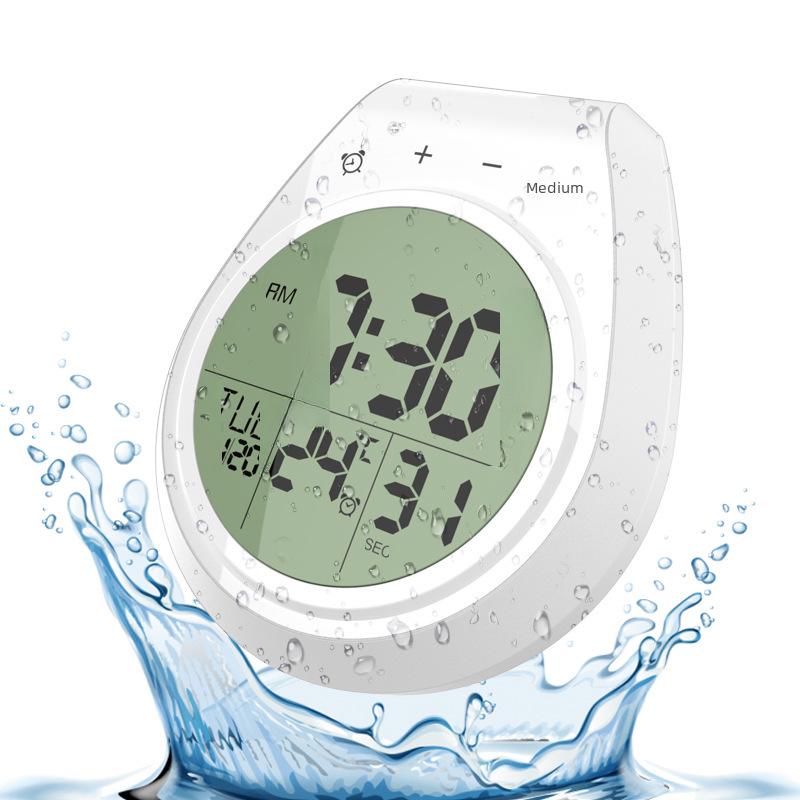 Waterproof Suction Cup Wall Clock with Timer & Temperature Display for Bathroom & Kitchen