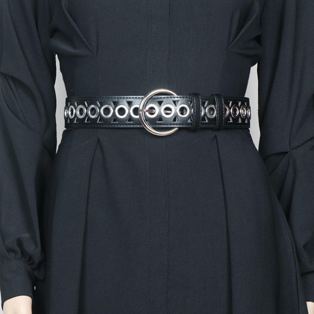 Korean Style PU Leather Belt Metal Buckle Y2K Girl Waistband Elegant Wide Waistband Ladies/Girls