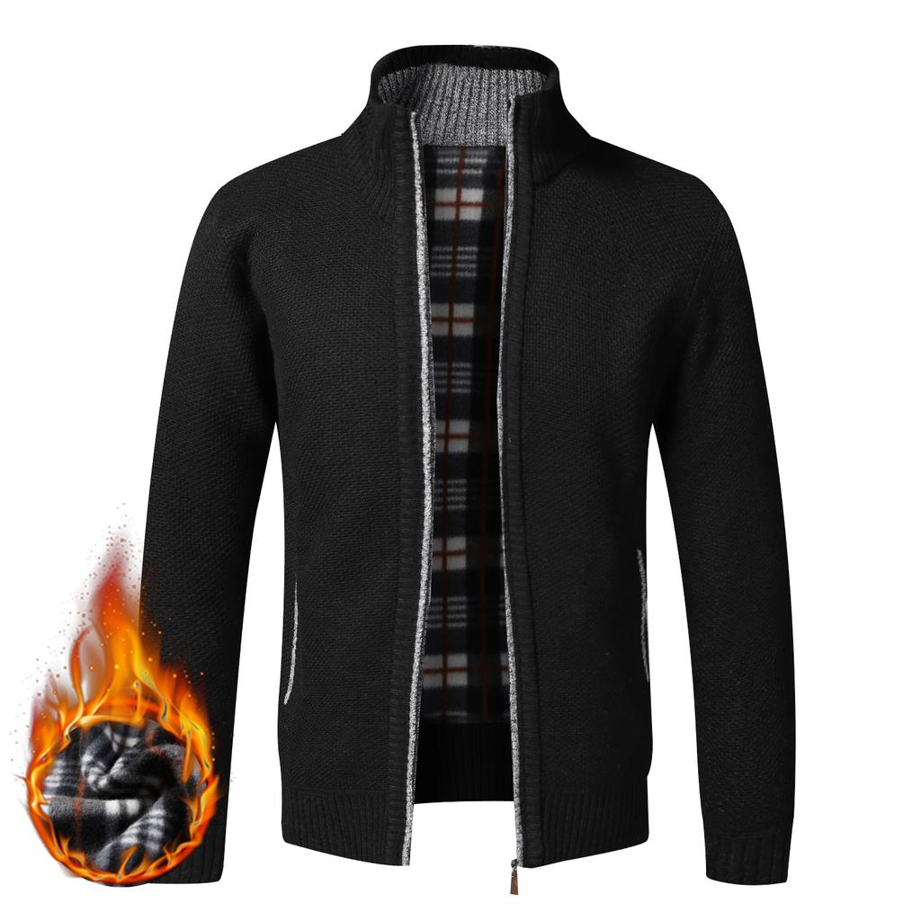 Осень-зима Теплый кардиган Мужские флисовые свитера Куртки на молнии Slim Fit Роскошный вязаный свитер Пальто Американские