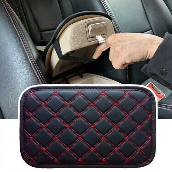 Car Accessories Armrest Cover Pads PU Leather Center Console Box Cushion Mat Red