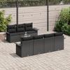 8-Piece Garden Sofa Set with Black Poly Rattan Acacia Cushions, 2-Seater Garden Sofa with Storage 3355958