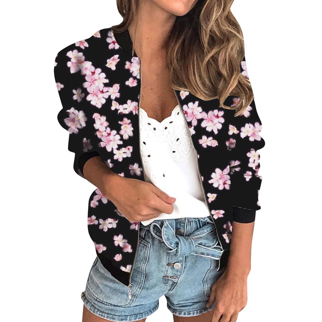 20256 autumn women's jacket zipper short 3D printing painted pattern women's fashion single item one generation