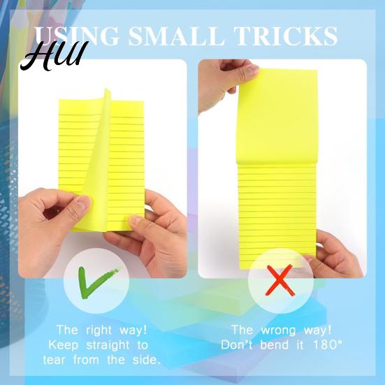 Classification Stick Notes 6 Pcs Lined Notes, 6x4in Ruled Self-Stick Pads, 45 Sheets/Pad Colorful Bright Highlight Adhesive Sticking Memo Pads for to