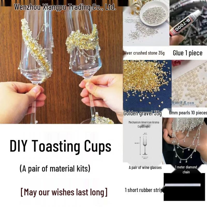 Фиолетовая кисточка Мозаика Бабочка Бокал для тостов с шампанским Набор для самостоятельной сборки для свадеб