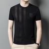 Summer New Loose Casual Men's Striped Embroidered Young and Middle-Aged Men's Short-Sleeve T-shirt Undershirt