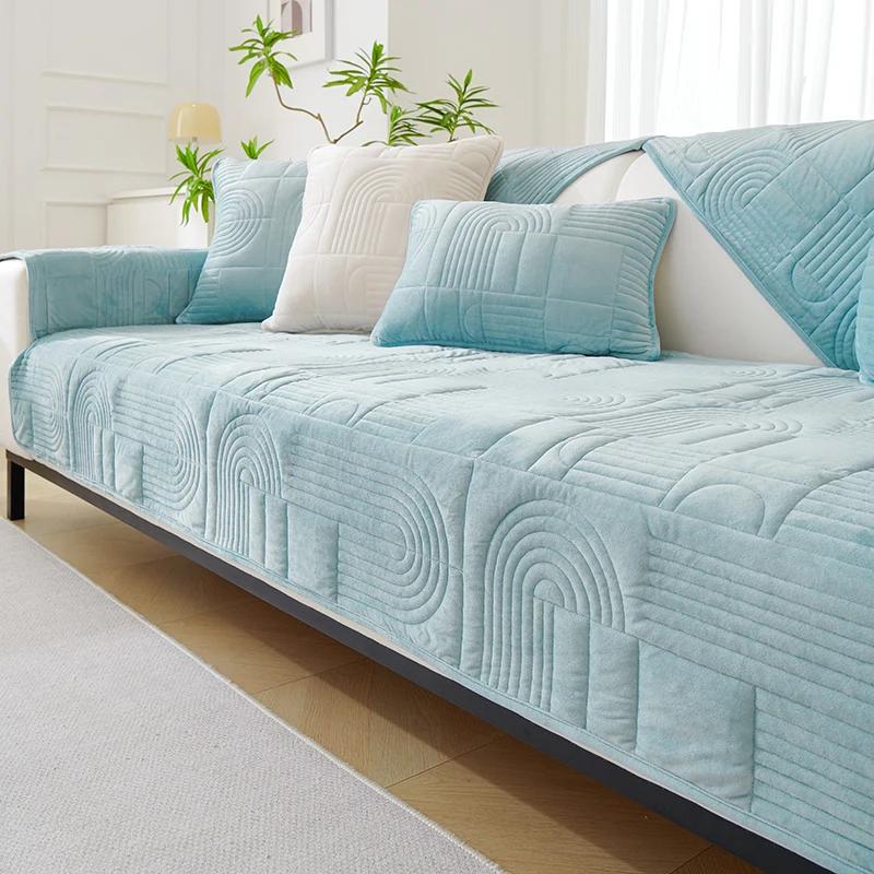 Plush Mat Soft Sofa Cover Nonslip Couch Cover For Living Room Chaise Lounge Sofa Slipcovers Universal L Shape Corner Sofa Towel