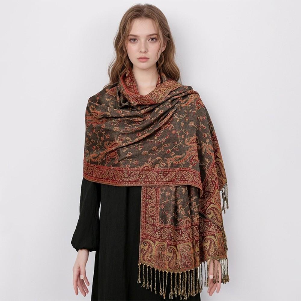 Tassels Sunscreen Shawl Ethnic Style Cashmere Scarf Retro Paisley Shawl Women