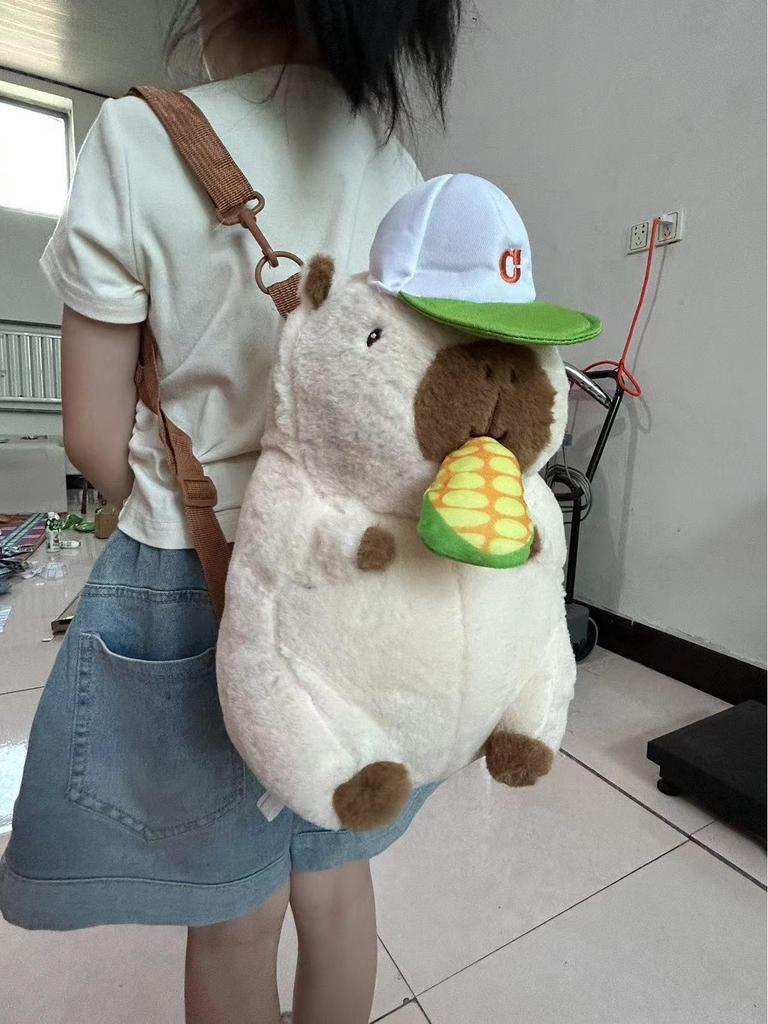 2023 Cute Capybara Plush Large Capacity Backpack for Women & Kids