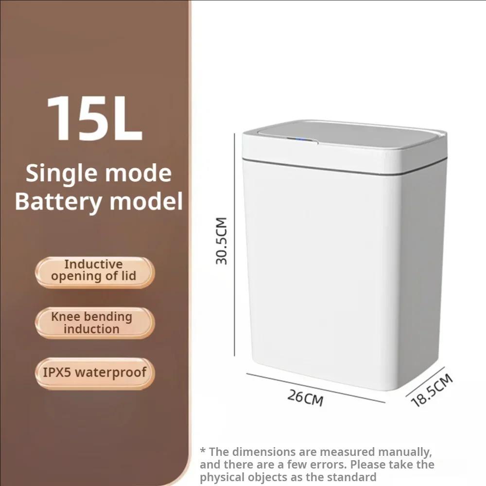 1PC Smart Bathroom Trash Can Automatic Bagging Electronic Trash Can White Touchless Narrow Smart Sensor Garbage Bin Smart Home 15L