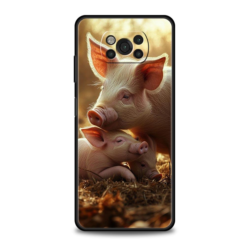 Милый Чехол-Бампер Свинка для Xiaomi Poco F7 Ultra F6 F5 F4 F3 X6 X5 X4 X3 NFC C51 C55 M4 GT 5G Мягкий TPU Чехол Fundas Capas Сумка