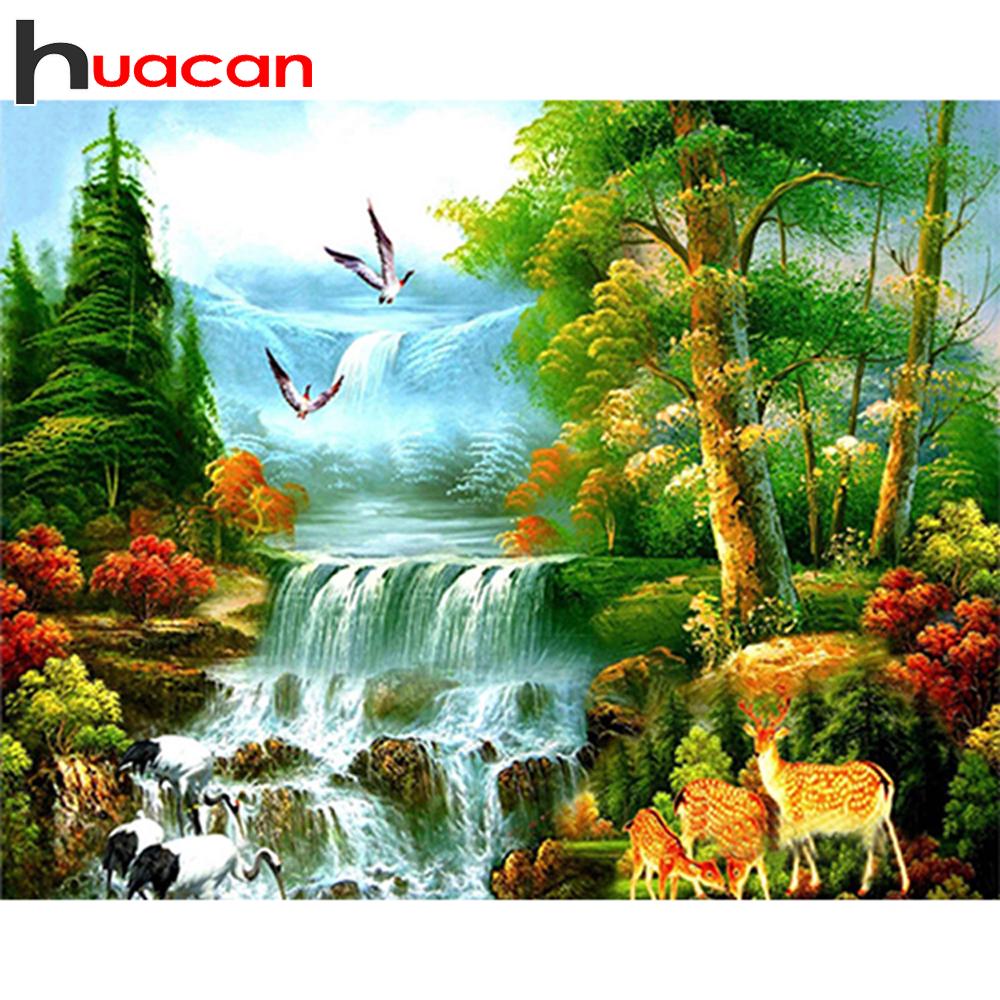 HUACAN 5D Алмазная вышивка Природные пейзажи Алмазная картина Пейзаж Вышивка крестиком Полная алмазная живопись Рождественский подарок