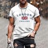 Men's T-shirt 3D Printing England London Letter Printed Top Fun T-shirt Fashion Casual Men's Street Wear Oversized Men's Clothing