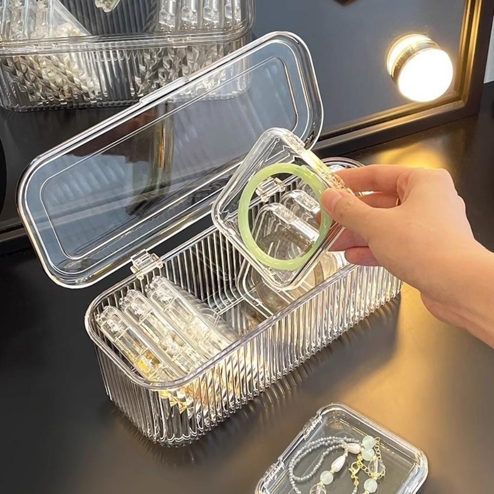 Прозрачный ящик для хранения украшений Пылезащитная крышка Многофункциональный ящик для упаковки ногтей Компактный ящик для хранения браслетов
