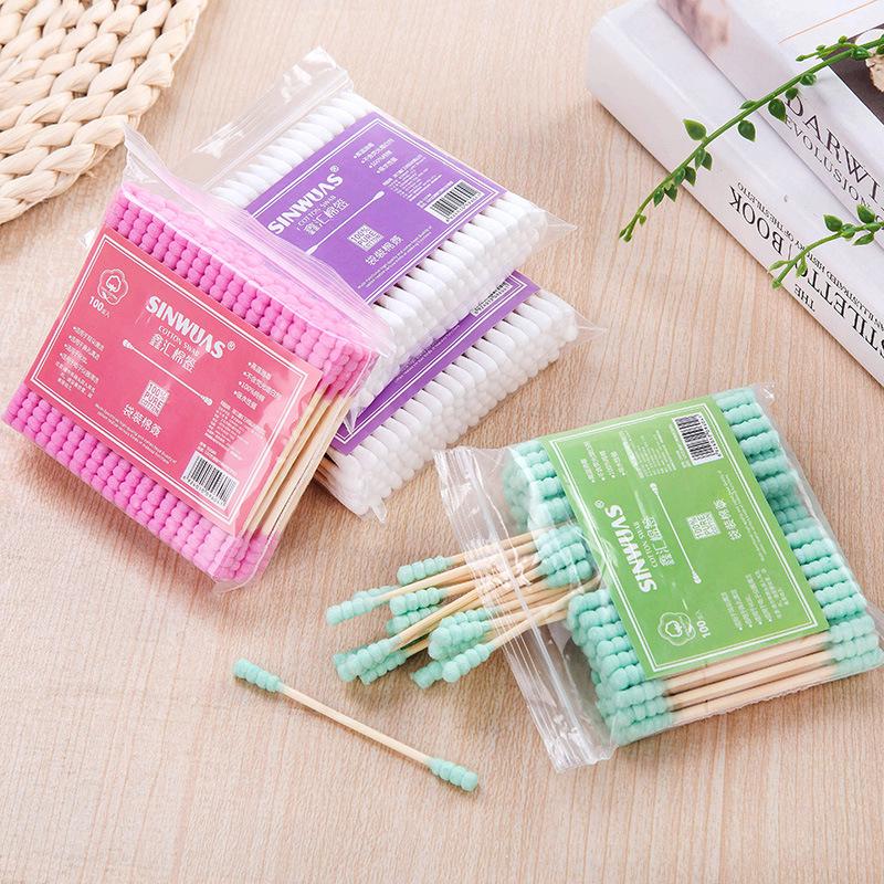Одноразовые ватные палочки с двойным наконечником для чистки ушей, снятия макияжа и гигиены