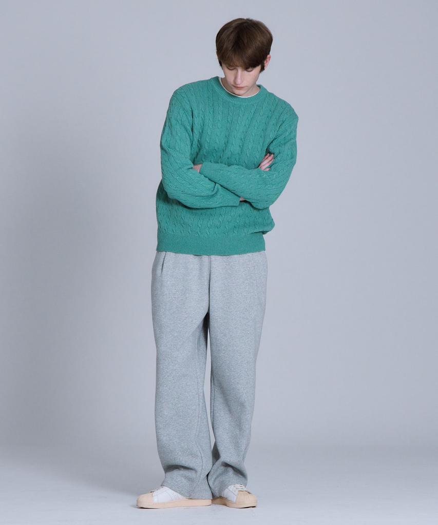 BASIC HOUSE Cable Round Neck Knit Mint Lykt7101 (Type A)