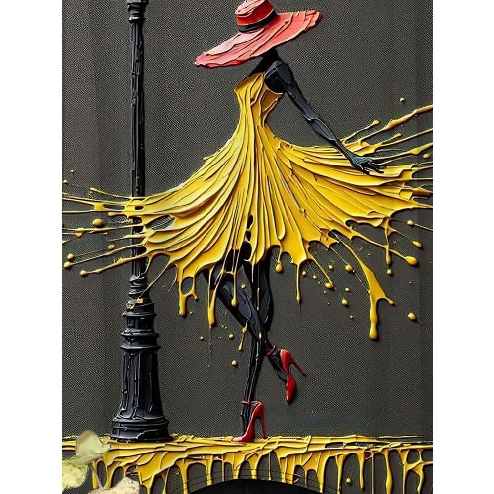 Women's Vintage Oil Painting T-Shirt - Full Body Asymmetrical Hoop Shirt for All Seasons