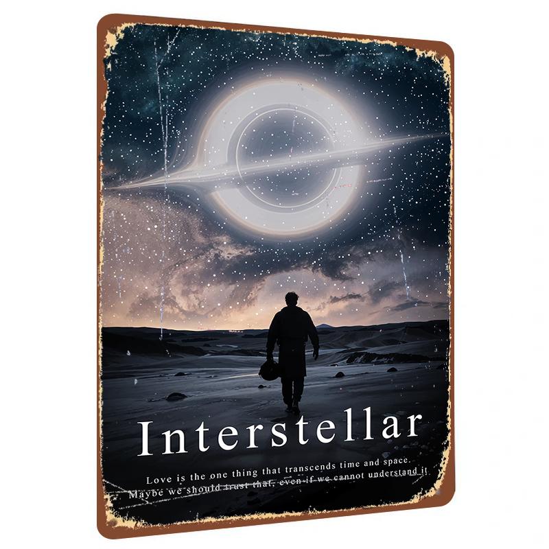 Interstellar Movie Poster Metal Wall Art Space Galaxy Decorative Painting for Living Room Study Room