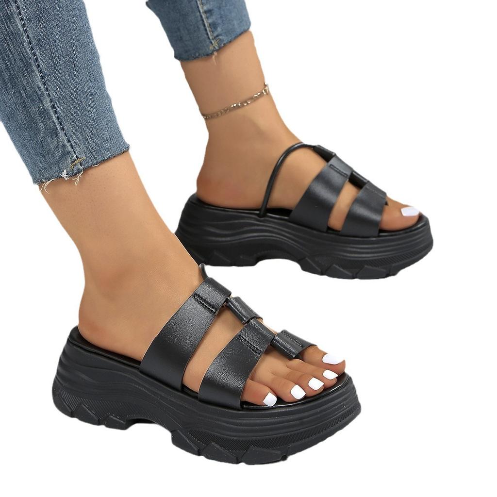 Толстые классные тапочки для женщин, новая верхняя одежда с юбкой, квадратный носок, зажим для стопы, нескользящие, пляжные, одно слово, перетаскивание, прилив