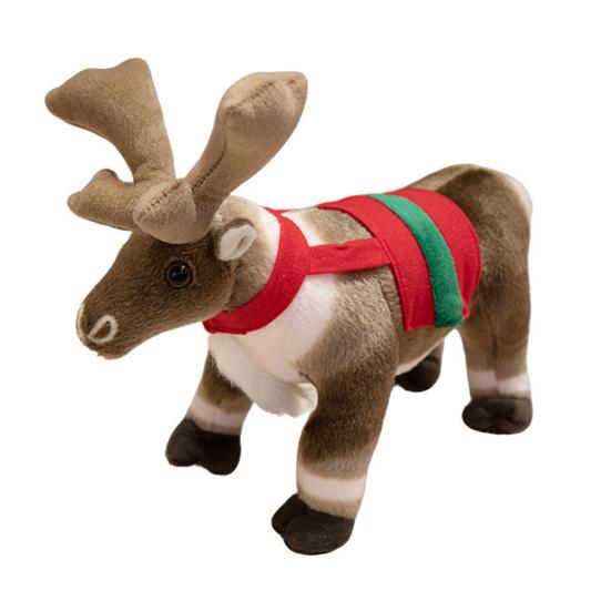 Плюшевая кукла-олень, фигурка лося, рождественское украшение в виде северного оленя с золотыми акцентами, праздничный сказочный рождественский декор