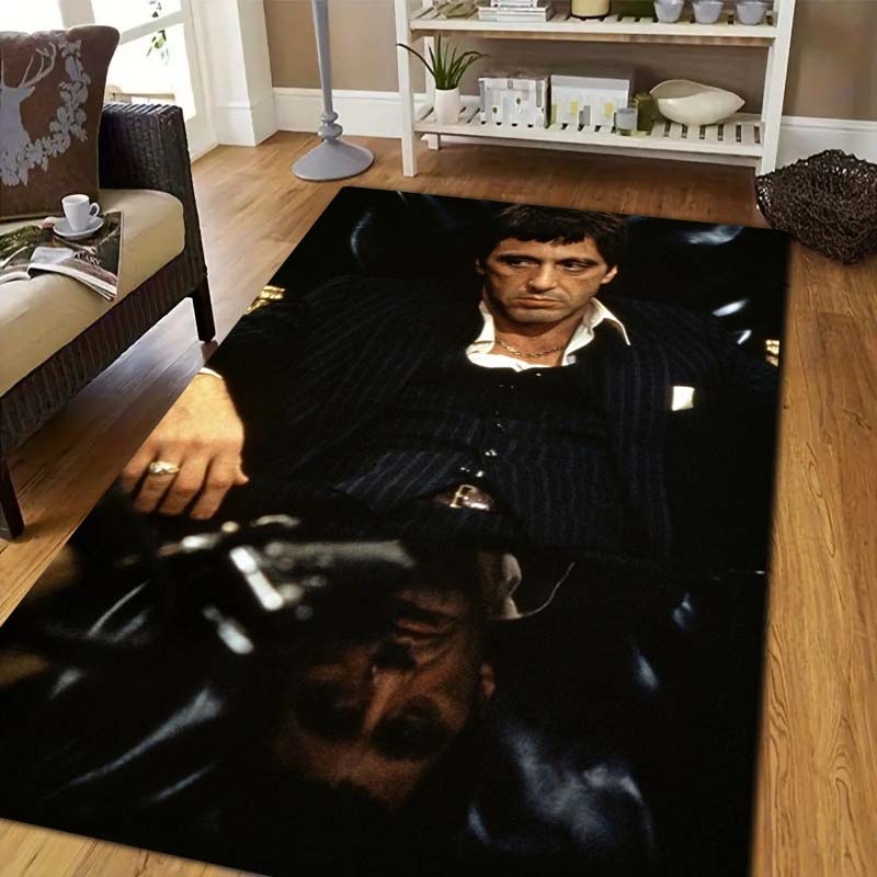 Scarface Classic Movie Print Flannel Area Rug Non‑Slip Soft Floor Mat For Sofa Bedroom Game Room Living Room Home Decor Gift