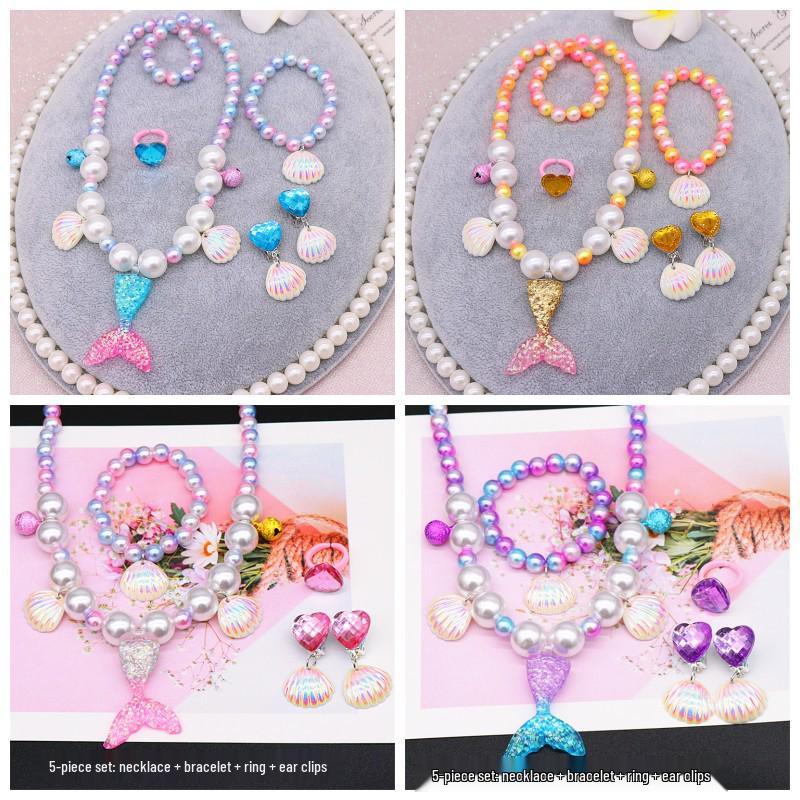 Набор жемчужных ожерелий и браслетов для девочек - Детские ювелирные аксессуары в тематике русалок