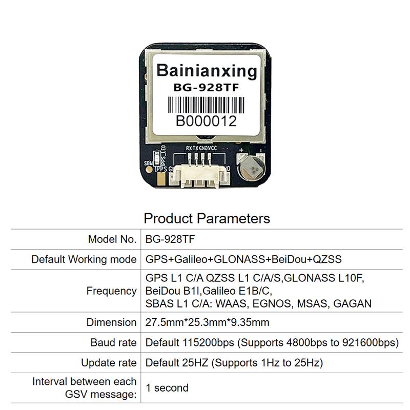 Bainianxing BG-928TF UBX-M9140-KB 25Hz GNSS Module For UAV and Boat
