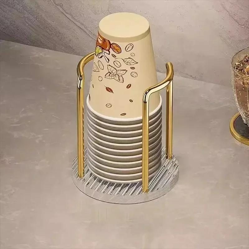 Simple Storage Rack for Water Tea Cups Luxury Disposable Cup Dispenser Rack with Long Stick Cup Display Rack Home Storage Rack