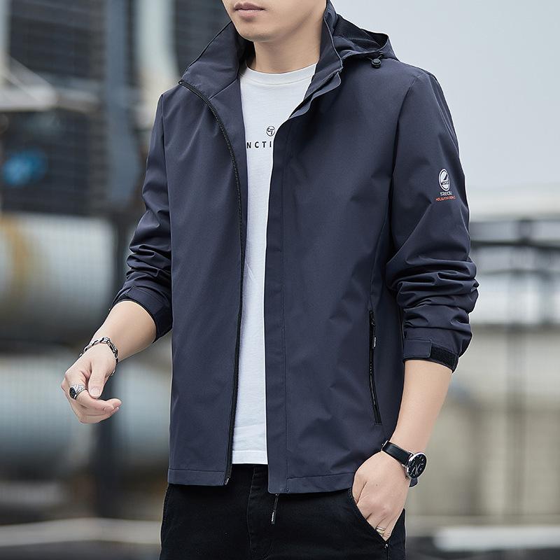 Весна и осень Новая спортивная ветрозащитная куртка с капюшоном для активного отдыха Корейская повседневная мужская куртка