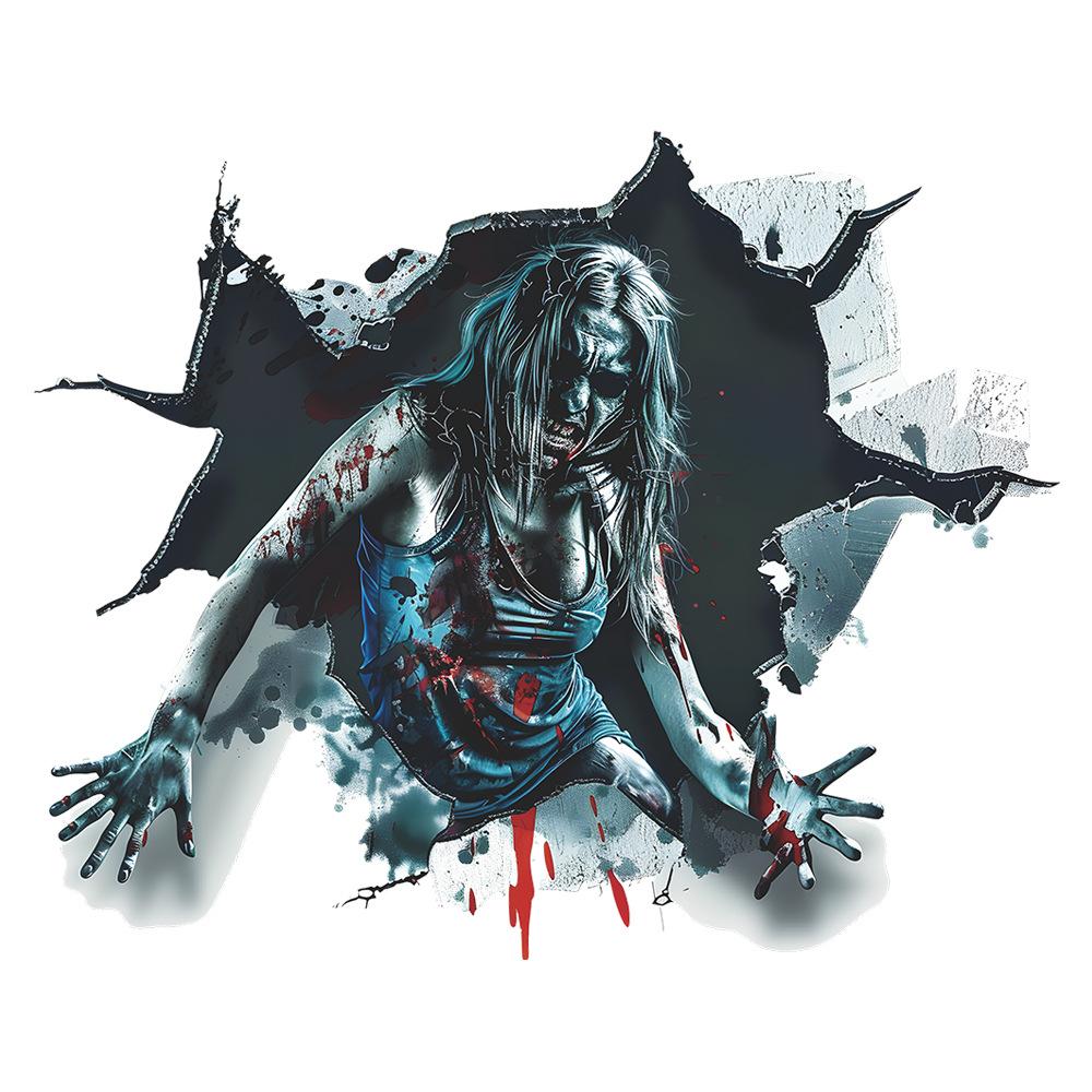 Хэллоуин Сломанная стена Триллер Женский призрак Праздничное украшение Спальня Гостиная Украшение Наклейки на стену